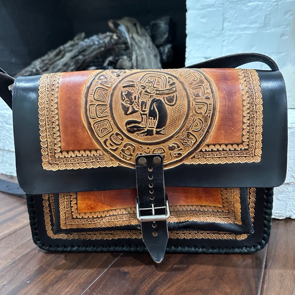 Aztec Handcrafted Crossbody Bag in Black and Brown